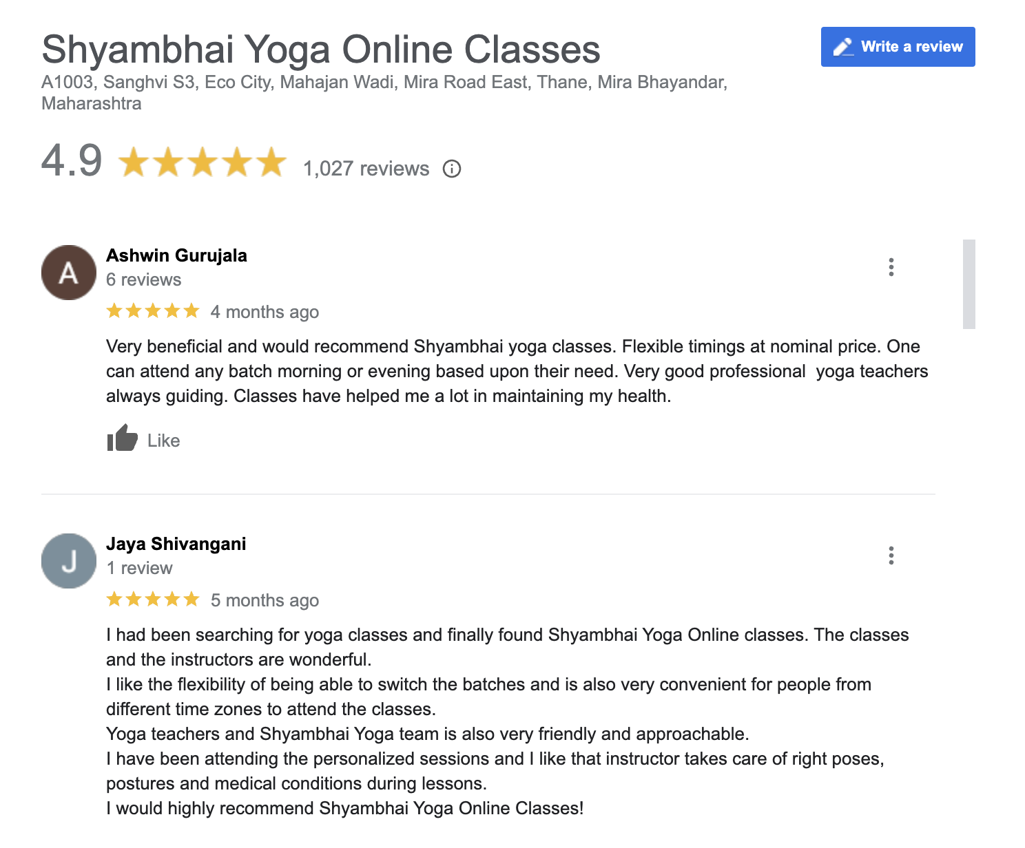 One to one online yoga classes reviews